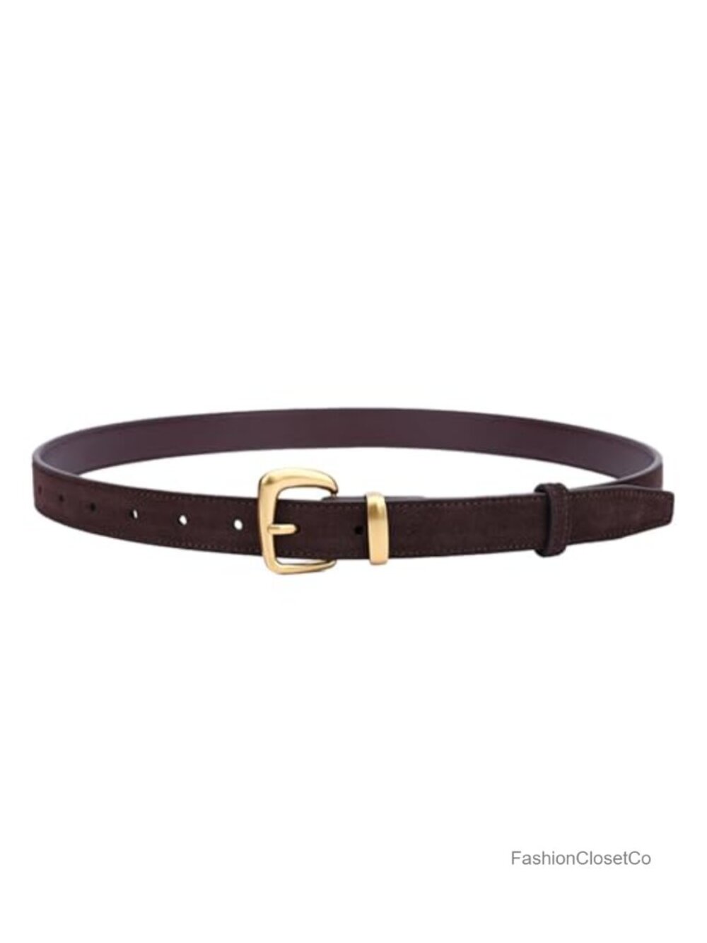 Women's Suede Belt Gold Buckle Genuine Leather